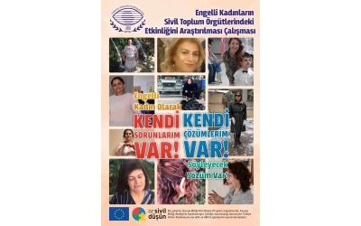 Avrupa birliği sivil düşün programı desteği ile federasyonumuzun hazırladığı engelli kadınların sivil toplum örgütlerindeki etkinliğinin araştırılması afişi ve infografik çalışması